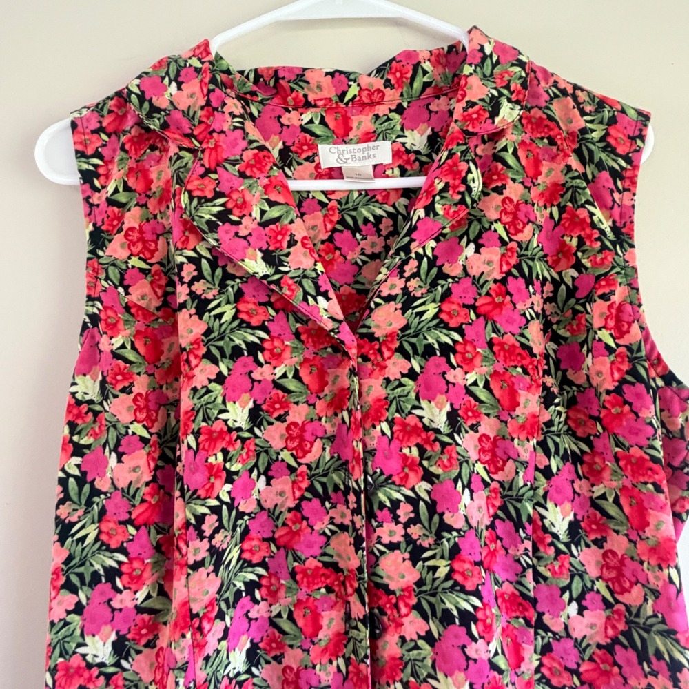 VTG Christopher Banks Button Down Dress Size 10 Ditsy Floral Flowy Cottagecore - Picture 2 of 9